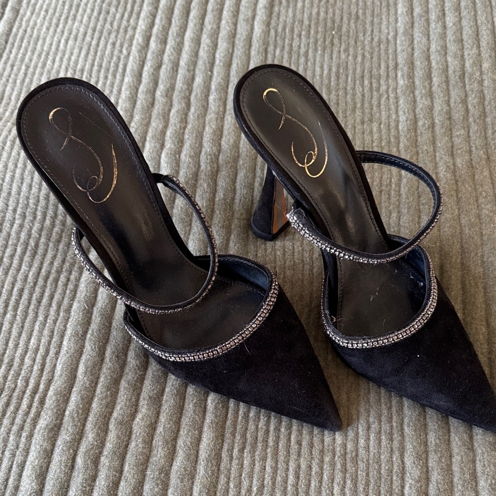 Sam Edelman Black Heels with Rhinestone Straps